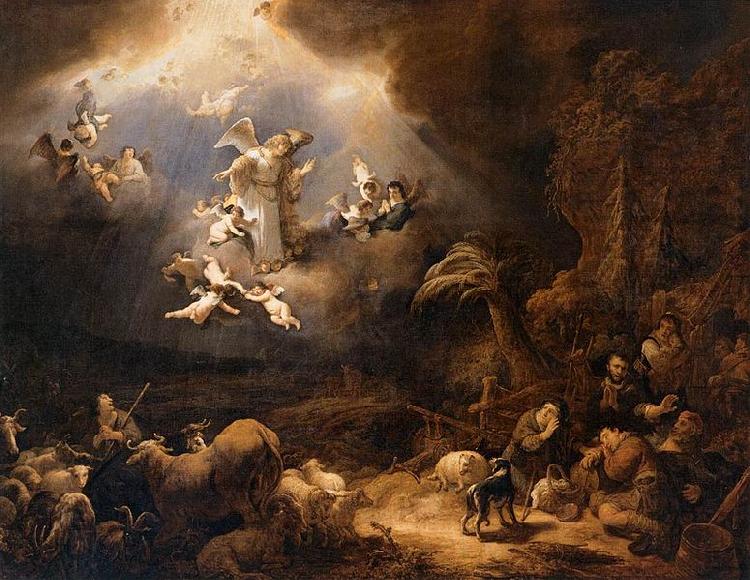 Govaert Flinck Angels Announcing the Birth of Christ to the Shepherds China oil painting art
